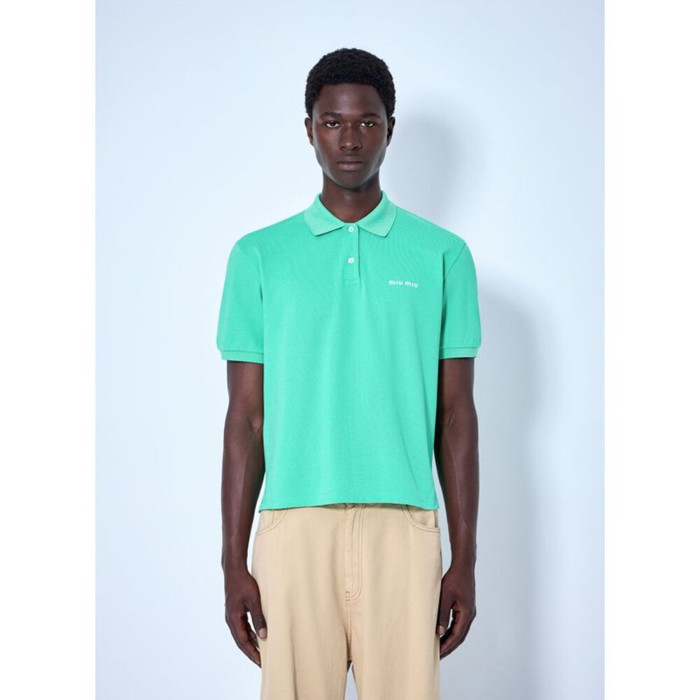 Miu Miu Men Cotton Piqué Polo Shirt